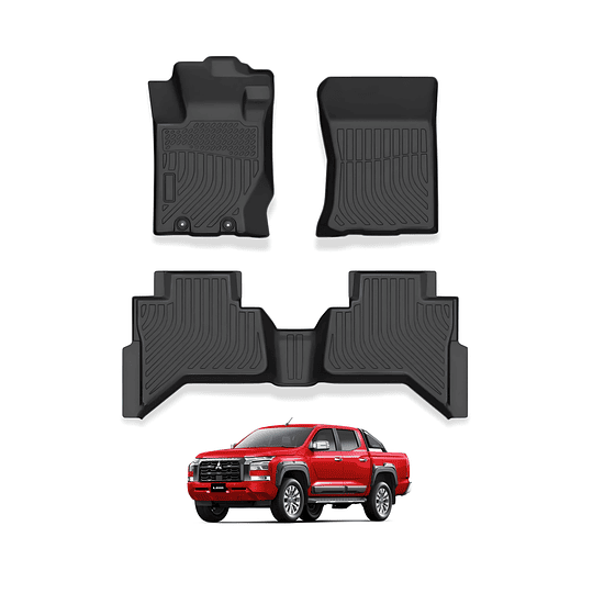 (Mitsubishi L200 Año 2024-2025+) Pisos Rígidos Calce Perfecto Tipo Bandeja Antiderrame