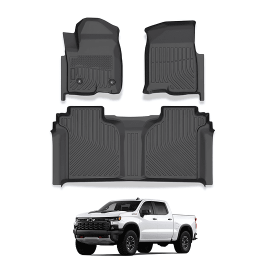(Chevrolet Silverado 2019-2025+) Pisos Rígidos Calce Perfecto Tipo Bandeja Antiderrame