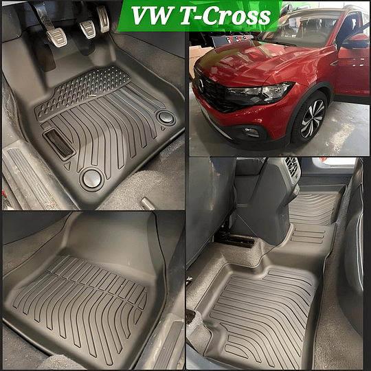 (Volkswagen T-Cross 2019-2025+) Pisos Rígidos Calce Perfecto Tipo Bandeja Antiderrame