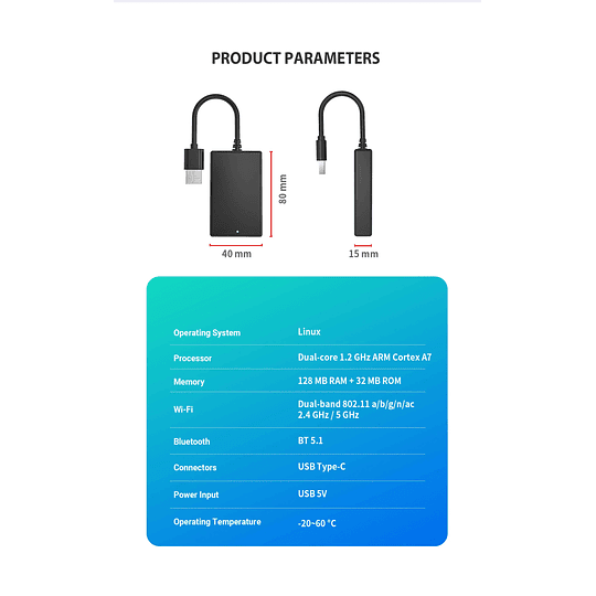 Adaptador Interfaz Convertidor de CarbitLink Easy Connection a Carplay/Android Auto Inalámbrico (Jetour, Changan, Foton, Geely, Gac, Baic, DongFeng, Kaiyi)