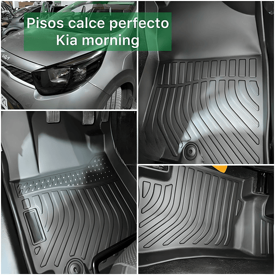 (Kia Morning 2015-2025+) Pisos Rígidos Calce Perfecto Tipo Bandeja Antiderrame