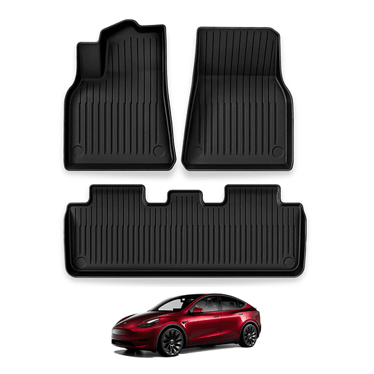 (Tesla Model Y / Juniper 2024+) Pisos Rígidos Calce Perfecto Tipo Bandeja Antiderrame