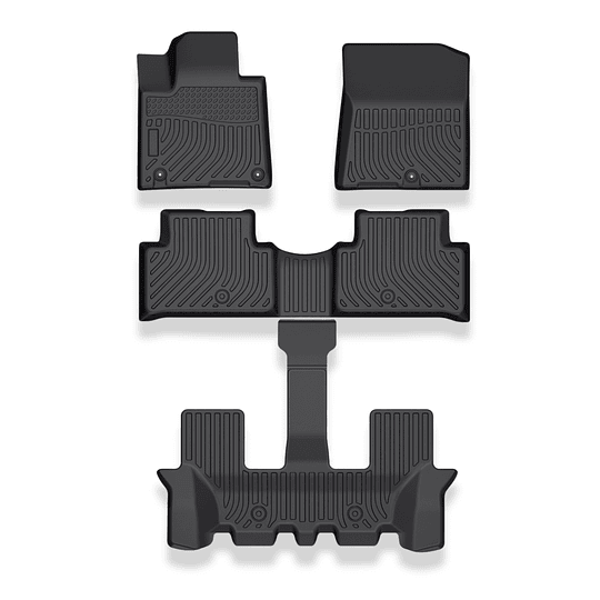 (Kia Sorento 2021-2025+) Pisos Rígidos Calce Perfecto Tipo Bandeja Antiderrame (1era+2da+3era Fila de Asientos)