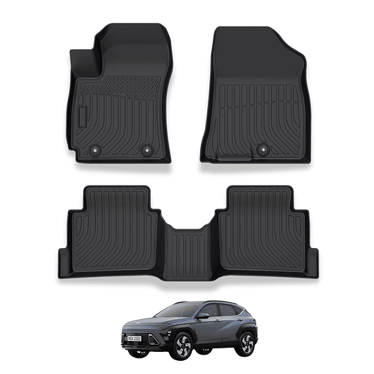 (Hyundai Kona 2024+) Pisos Rígidos Calce Perfecto Tipo Bandeja Antiderrame