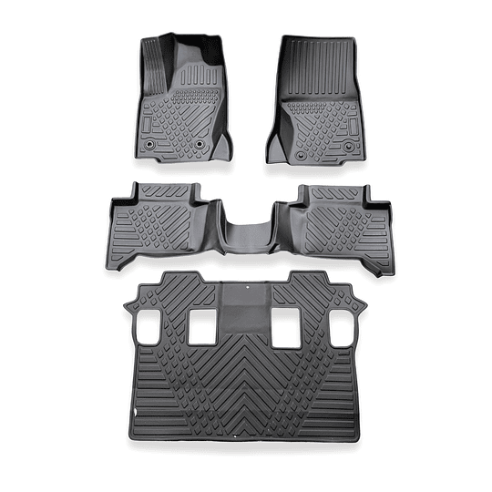 (Toyota Land Cruiser Prado 2024+) Pisos Rígidos Calce Perfecto Tipo Bandeja Antiderrame (1era+2da+3era Fila de Asientos)