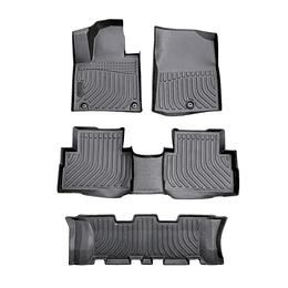 (Hyundai Santa Fe del 2018 al 2023) Pisos Rígidos Calce Perfecto Tipo Bandeja Antiderrame (1era+2da+3era Fila de Asientos)