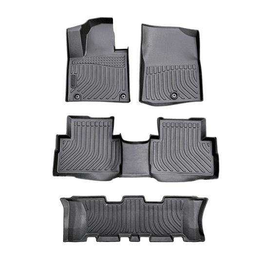 (Hyundai Santa Fe del 2018 al 2023) Pisos Rígidos Calce Perfecto Tipo Bandeja Antiderrame (1era+2da+3era Fila de Asientos)