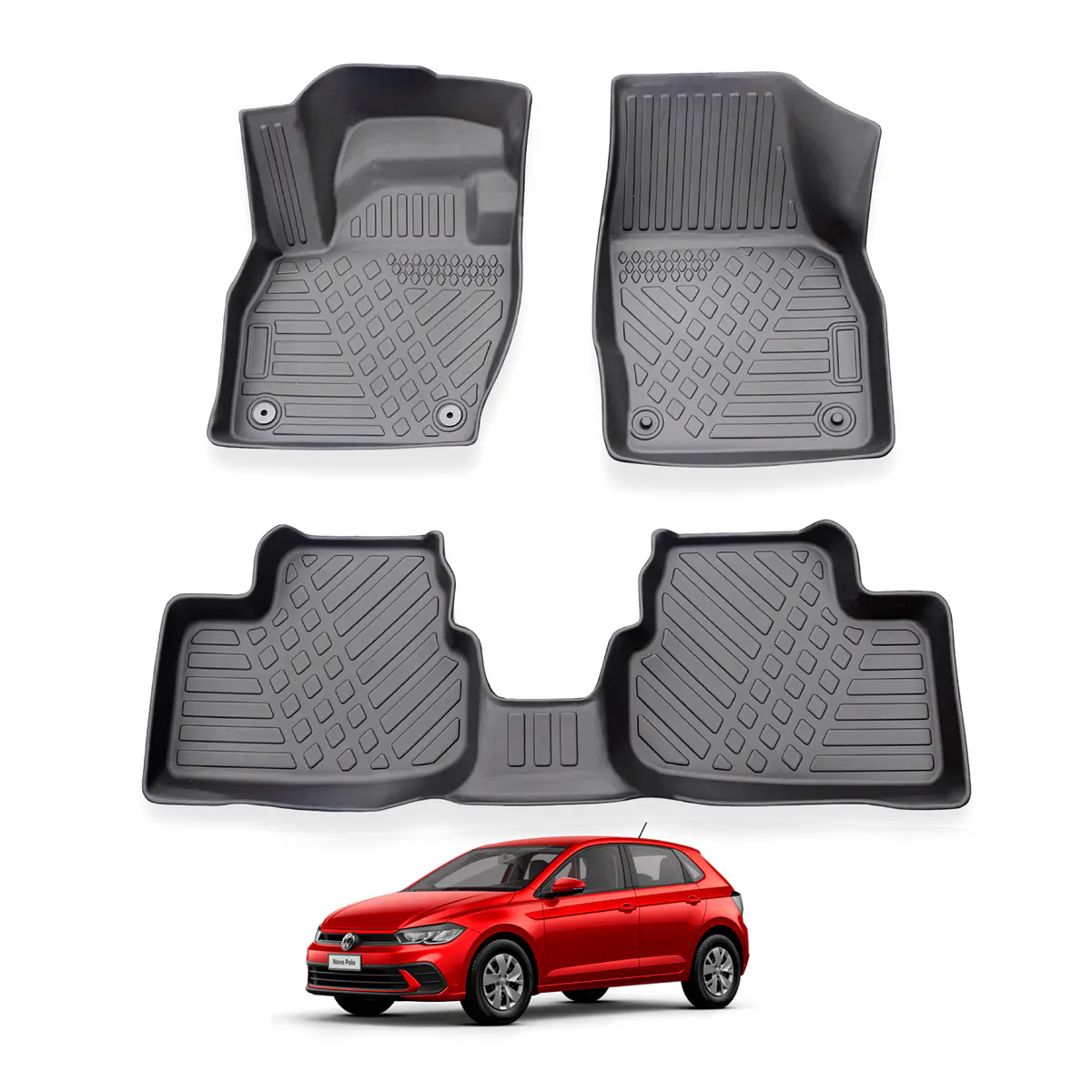 Set Piso Rígido Calce Perfecto Tipo Bandeja Volkswagen Polo