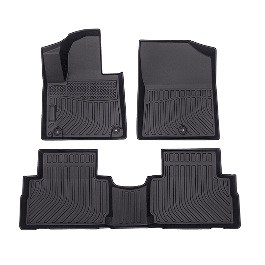 (Hyundai Santa Fe del 2018 al 2023) Pisos Rígidos Calce Perfecto Tipo Bandeja Antiderrame (1era y 2da Fila de Asientos)