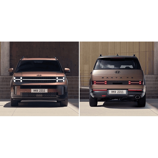 (Hyundai Santa Fe MX5 2024+) Pisos Rígidos Calce Perfecto Tipo Bandeja Antiderrame (1era+2da+3era Fila de Asientos)