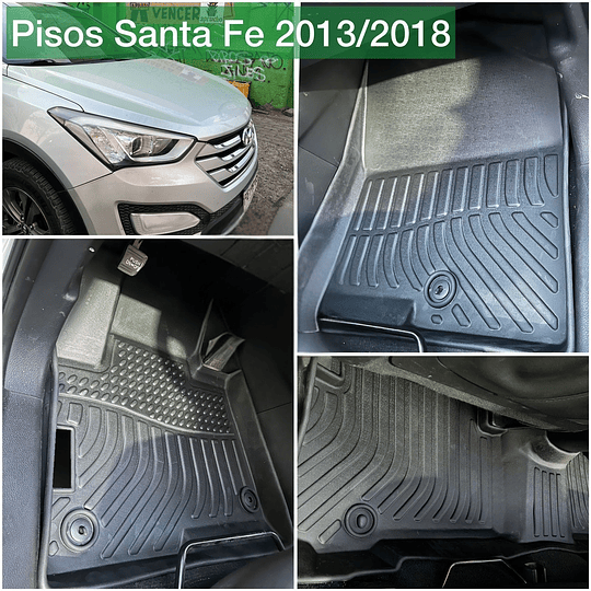 (Hyundai Santa Fe del 2013 al 2017) Pisos Rígidos Calce Perfecto Tipo Bandeja Antiderrame (1era+2da+3era Fila de Asientos)- COPIAR
