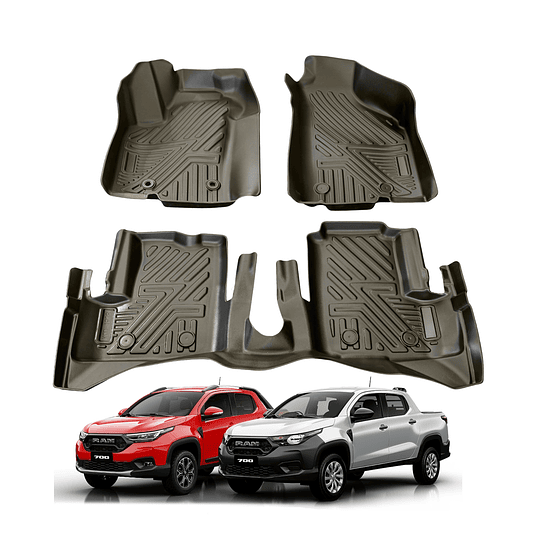 (Dodge Ram 700 del 2020-2026+) Pisos Rígidos Calce Perfecto Tipo Bandeja Antiderrame