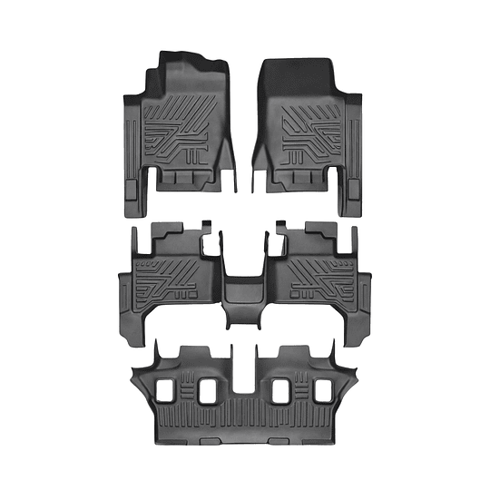 (Toyota Land Cruiser Prado 2024+) Pisos Rígidos Calce Perfecto Tipo Bandeja Antiderrame (1era+2da+3era Fila de Asientos)