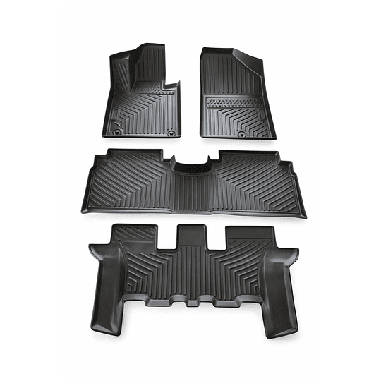 (Kia Sorento del 2015-2020) Pisos Rígidos Calce Perfecto Tipo Bandeja Antiderrame (1era+2da+3era Fila de Asientos)