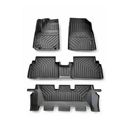 (Kia Carens 2022-2025+) Pisos Rígidos Calce Perfecto Tipo Bandeja Antiderrame (1era+2da+3era Fila de Asientos)