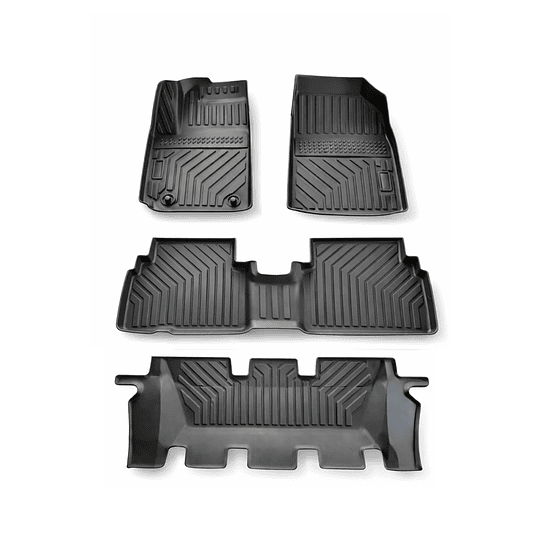 (Kia Carens 2022-2025+) Pisos Rígidos Calce Perfecto Tipo Bandeja Antiderrame (1era+2da+3era Fila de Asientos)