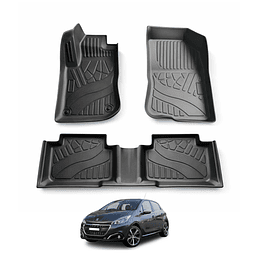 (Peugeot 208 del 2012 al 2020) Pisos Rígidos Calce Perfecto Tipo Bandeja Antiderrame