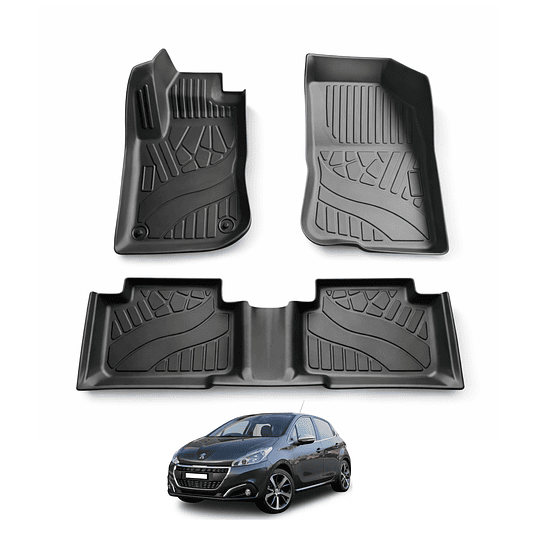 (Peugeot 208 del 2012 al 2020) Pisos Rígidos Calce Perfecto Tipo Bandeja Antiderrame