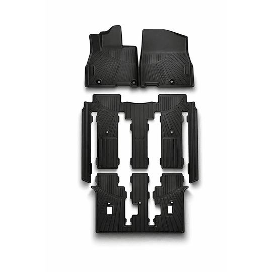 (Kia Carnival 2021-2025+) Pisos Rígidos Calce Perfecto Tipo Bandeja Antiderrame (1era+2da+3era Fila de Asientos)