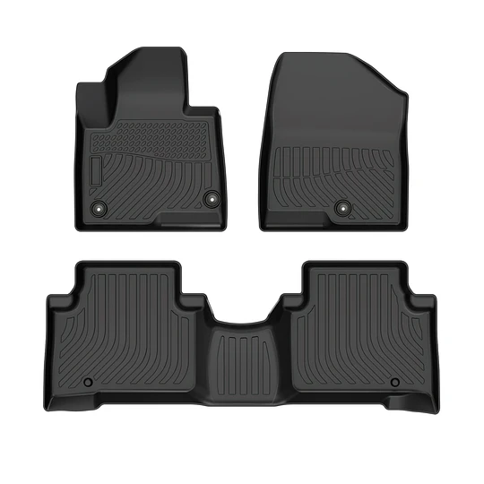 (Hyundai Santa Fe del 2013 al 2017) Pisos Rígidos Calce Perfecto Tipo Bandeja Antiderrame (1era+2da Fila de Asientos)