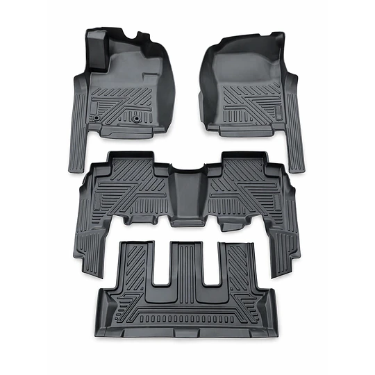(Toyota Land Cruiser Prado 2010-2023) Pisos Rígidos Calce Perfecto Tipo Bandeja Antiderrame (1era+2da+3era Fila de Asientos)