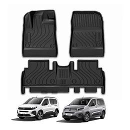 (Peugeot Rifter - Citroen Berlingo Multispace 19-26+) Pisos Rígidos Calce Perfecto Tipo Bandeja Antiderrame (1era+2da Fila de Asientos)