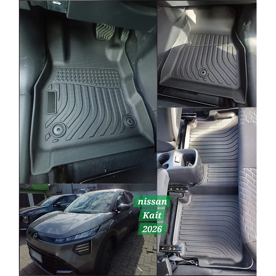 (Nissan Kait 2026+) Pisos Rígidos Calce Perfecto Tipo Bandeja Antiderrame