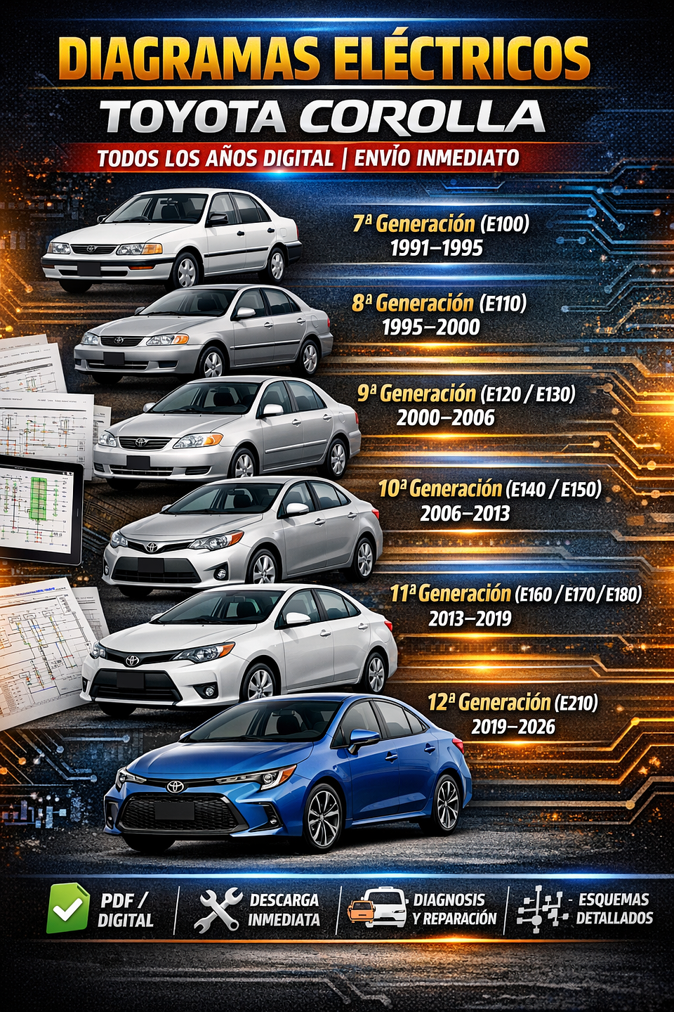 Diagramas Eléctricos Toyota Corolla Todos los Años Digital | Envío Inmediato 1