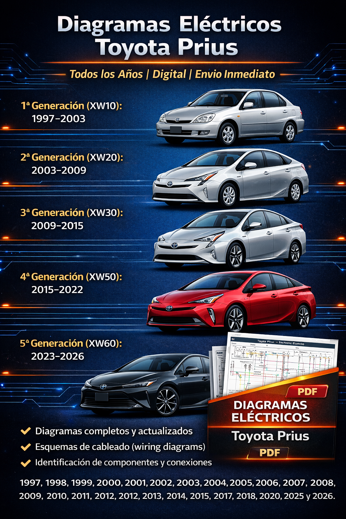 Diagramas Eléctricos Toyota Prius Todos los Años Digital | Envío Inmediato 1