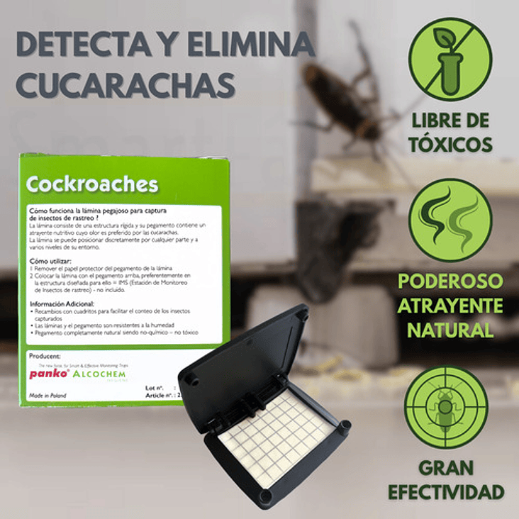 Trampas Adhesivas Cucarachas 20 Láminas Insective + 2 Bases 2