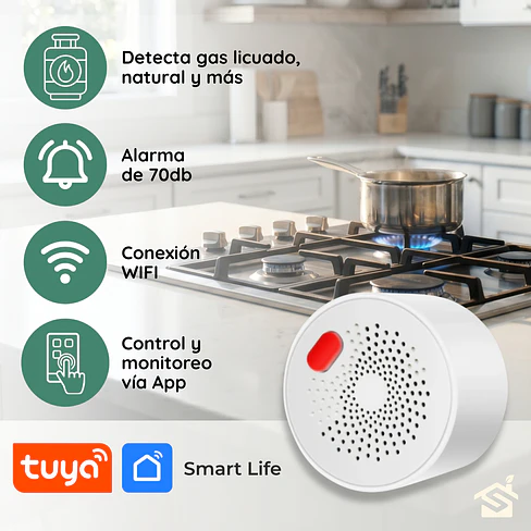 Detector Fuga Gas Wifi Sensor Alarma Sirena A Enchufe Pared 4