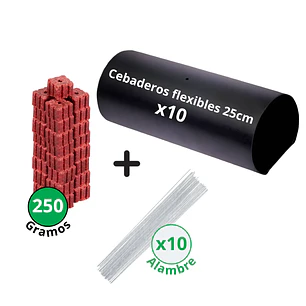 Kit Trampa Ratón 10 Tubos Cebaderos + 250 Gr. Bloque Rastop + Alambre