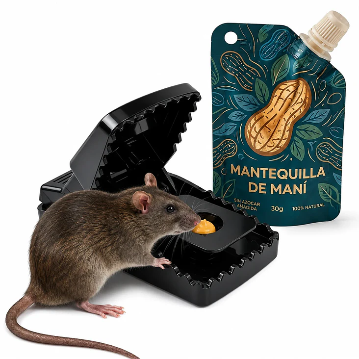 Trampas Rata Raton T-rex Grande De Golpe Pack 5u + Cebo Mantequilla Maní 1
