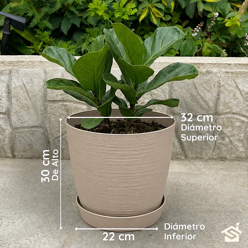 Macetero Stone 32cm Exterior Interior Jardín Estilo Piedra 12