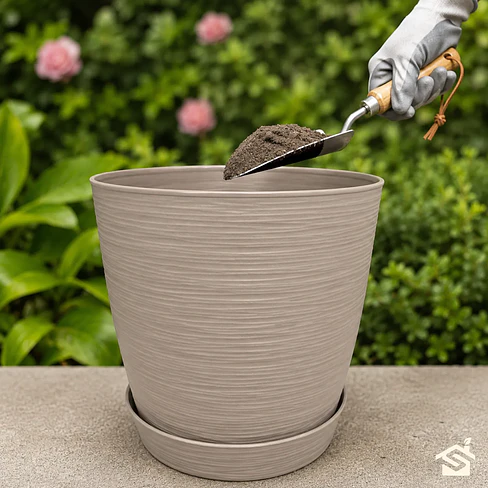 Macetero Stone 32cm Exterior Interior Jardín Estilo Piedra 14