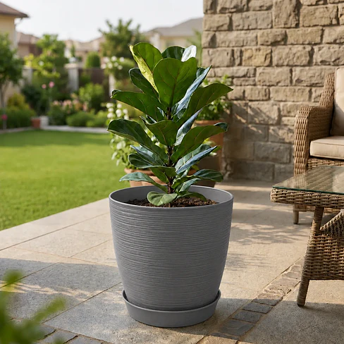 Macetero Stone 32cm Exterior Interior Jardín Estilo Piedra 17