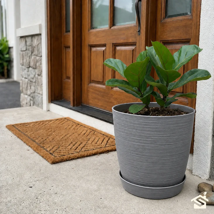 Macetero Stone 32cm Exterior Interior Jardín Estilo Piedra 18