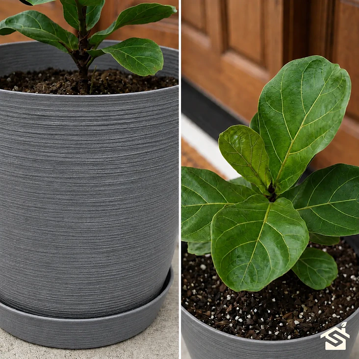 Macetero Stone 32cm Exterior Interior Jardín Estilo Piedra 24