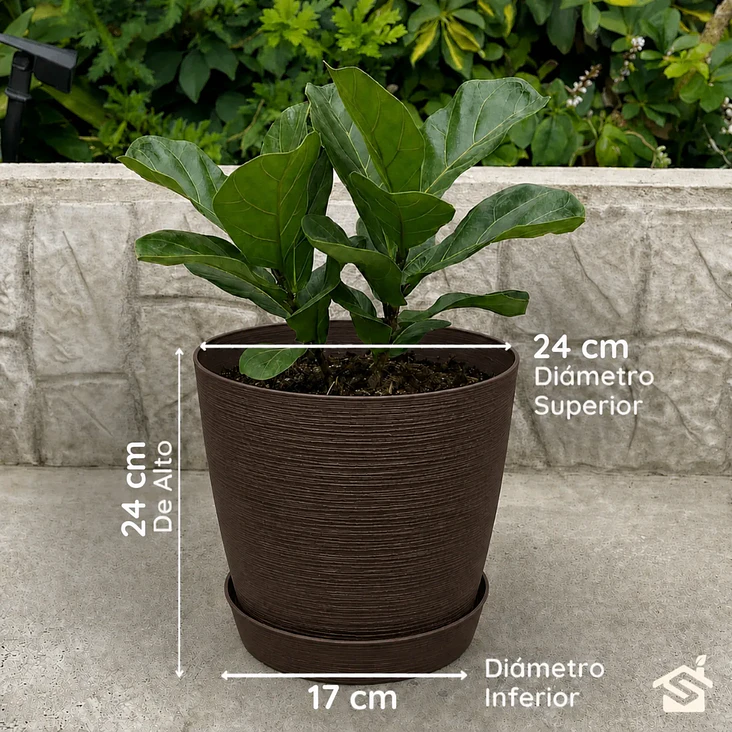 Macetero Stone 24cm Exterior Interior Jardín Estilo Piedra 4