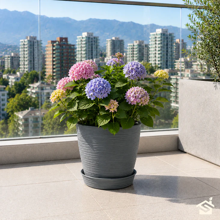 Macetero Stone 24cm Exterior Interior Jardín Estilo Piedra 22