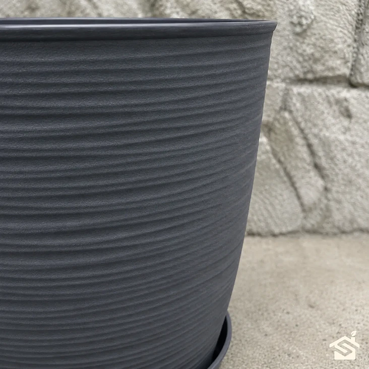 Macetero Stone 24cm Exterior Interior Jardín Estilo Piedra 27