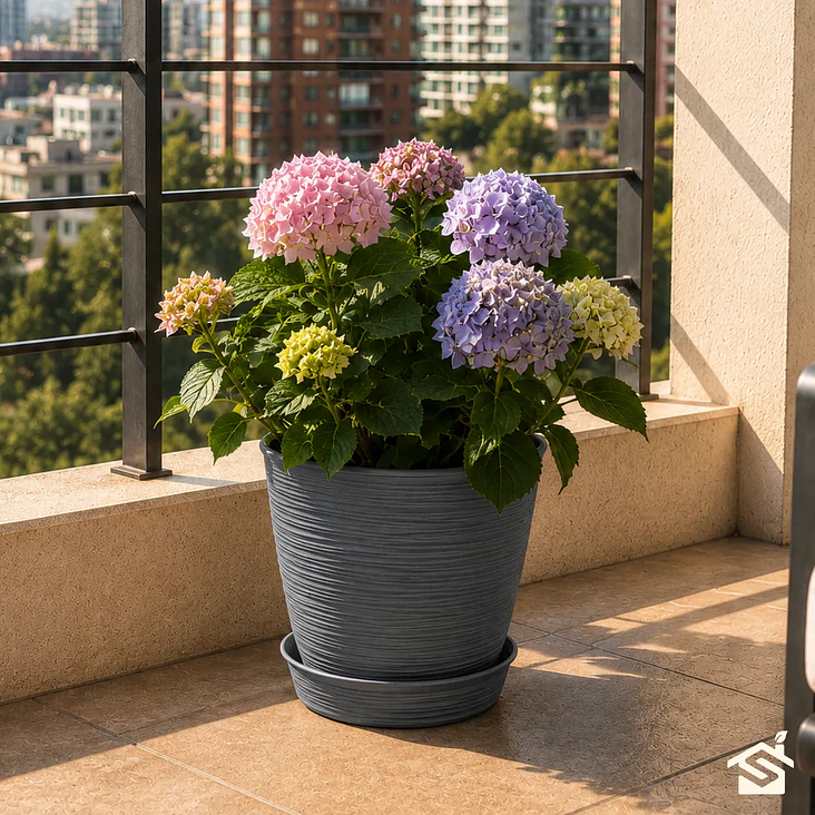 Macetero Stone 24cm Exterior Interior Jardín Estilo Piedra 29