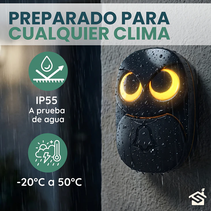 Timbre Inalámbrico Búho Intemperie Exterior Larga Distancia 3