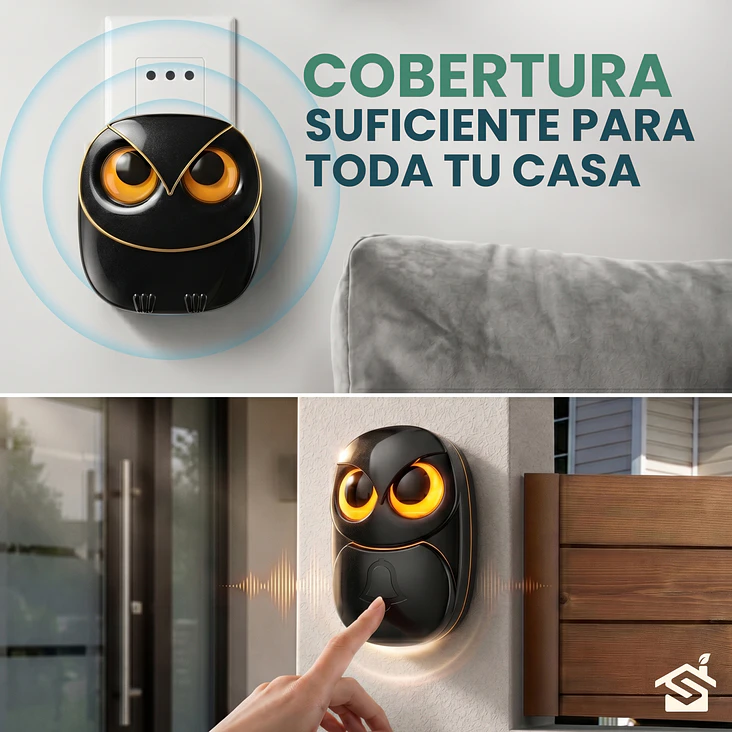 Timbre Inalámbrico Búho Intemperie Exterior Larga Distancia 5