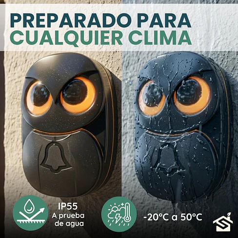 Timbre Inalámbrico Búho Intemperie Exterior Larga Distancia 8