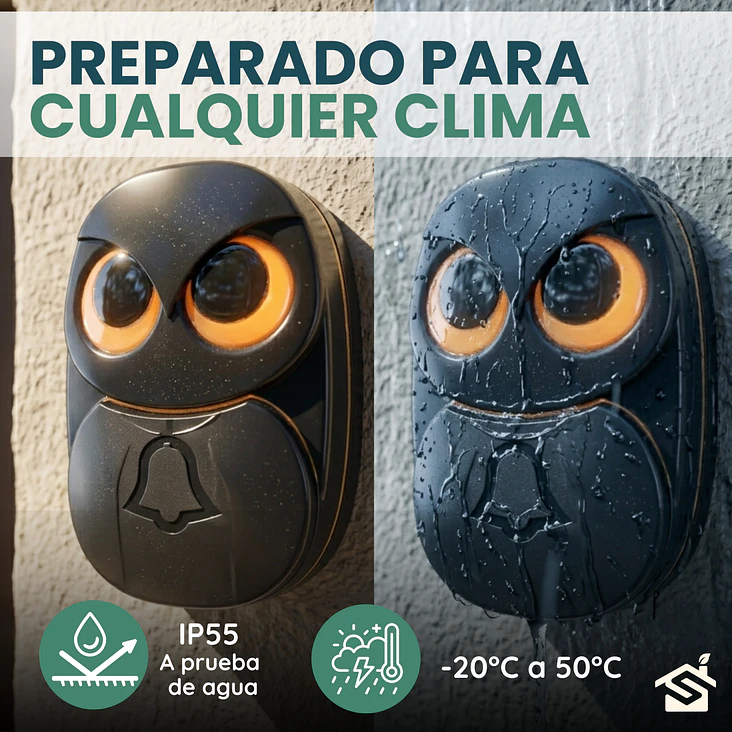Timbre Inalámbrico Búho Intemperie Exterior Larga Distancia 8