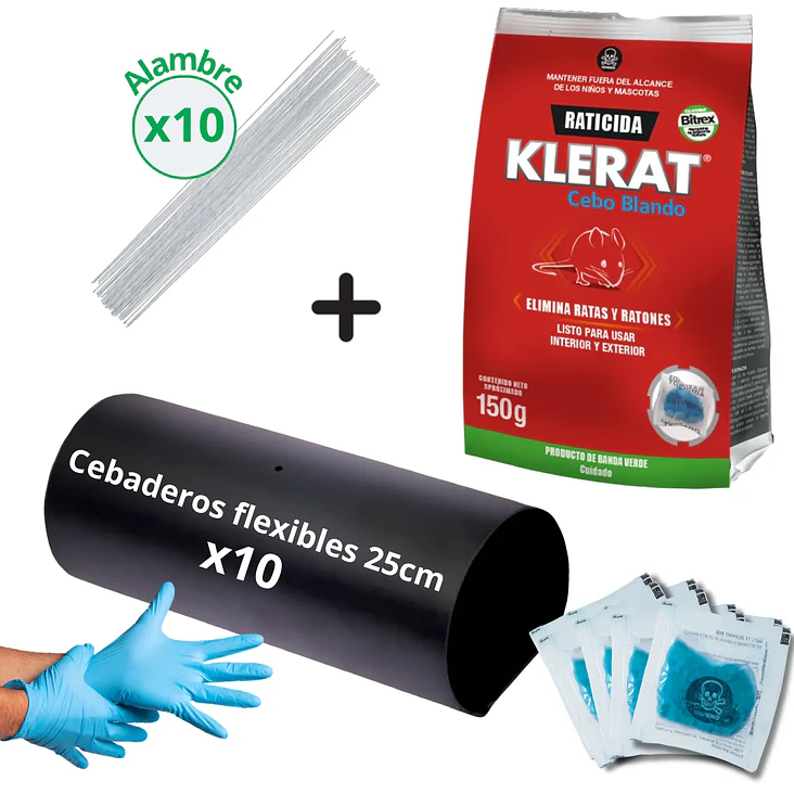 Trampa Ratón Kit Klerat Cebo Blando Pasta 150g + 10 Tubos Cebaderos 1