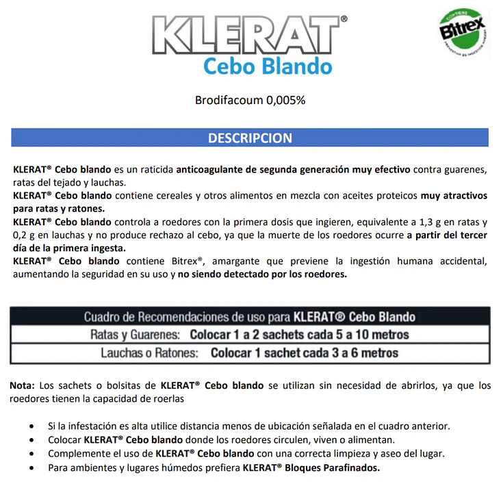 Trampa Ratón Kit Klerat Cebo Blando Pasta 150g + 10 Tubos Cebaderos 12