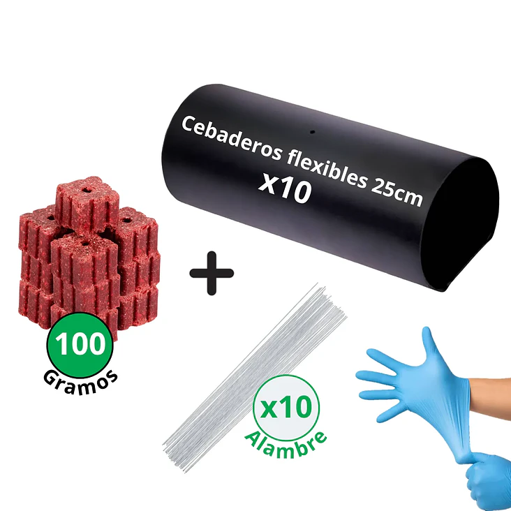 Trampa Ratón Kit Veneno Rastop 100g. + 10 Tubos + Guantes 1