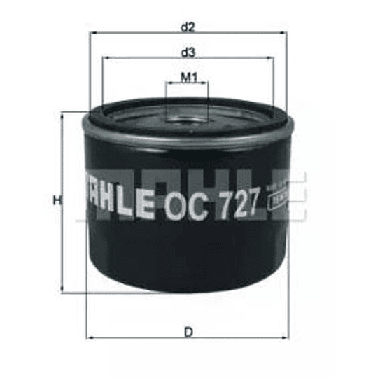 Filtro de Óleo Mahle OC727,filtro aparafusado,com uma válvula de retenção 